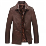 Nahkjakk Meeste Pehme PU Meeste &Auml;ri vabaaja mantlid Mees Jaqueta Masculinas Inverno Couro Suur suurus XXXL 4XL XXXL punakaspruun