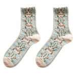 1 paar Naiste s&uuml;gistalvised torusokid Retro Palace Style Reljeefne Jacquard Disain Elastsed Soe Kesktoru Sokid A