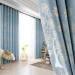 Moodne lihtne paksendatud tr&uuml;kitud kardina varjund soojusisolatsioon heliisolatsioon magamistoa elutoa kaunistus kardin W150*H270cm sinine
