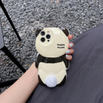 Luksuslik Stereo Panda &uuml;mbris iPhone'ile 15 14 13 12 11 Pro Max XS XR XS Max K&otilde;ikeh&otilde;lmav s&uuml;giskate iPhone 15 Plus valge