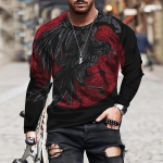 Animal Crow Vintage 3D Print Suvine Meeste &Uuml;markaelus T-s&auml;rk vabaaja pikkade varrukatega Suurem&otilde;&otilde;tmeline T-s&auml;rk Moodne pullover Meeste r&otilde;ivad M