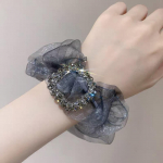 Elegantsed organza j&auml;mesoole juuksesidemed elastsed s&auml;delevad kivist p&auml;rliga juuksen&ouml;&ouml;rid naiste hobusesaba hoidja kummist juuksepaelad