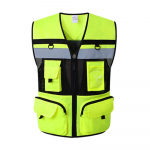 Turvavest meestele Naistele taskutega Hea n&auml;htavusega helkurrihm, t&otilde;mblukk, ees, hingav L kollane