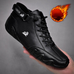 Seemisnahast saapad, k&auml;sitsi valmistatud, sulguriga K&otilde;rge &uuml;laosaga pl&uuml;&uuml;s paksendav Meeste vabaajajalatsid Puuvillased kingad Nahast saapad Meeste talvekingad 46 lahe must v&auml;rv