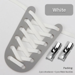 MO.8 4tk Cross Lock Kingapaelad Ilma sidemeteta 8MM laiusega elastsed paelad Tossud Lapsed T&auml;iskasvanutele Ilma lipsuta kingapaela kummipaelad Kingade tarvik White