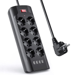 Nutikas pesa, 2 m kaabel, 8 pistikupesa, 4 kiirlaadimise USB-porti &ndash; must toitepesa smart socket