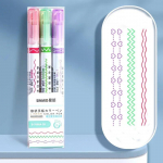 3-8tk Kawaii v&auml;rvilised markerpliiatsid Kawaii joonekujulise rulliku otsaga k&otilde;verjooneline grafiti pliiats Korea kirjatarvete kontoris