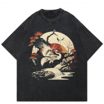 2024 Streetwear Jaapani Crane Graphic Unisex T-s&auml;rk S must