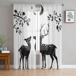Hirved Kuu all L&auml;bipaistvad kardinad magamistuppa Elutoa t&uuml;llkardinad k&ouml;&ouml;giakna jaoks Voile kardinad 135W x 114H(cm)