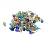 50pcs Assorted colorful glass Beads Handcrafted Crackle Drops with Silver Wire and for
