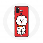 Coque pour Samsung Galaxy A21S BTS Bangtan Gar&ccedil;ons BT21 RJ de Jin Fond Rouge