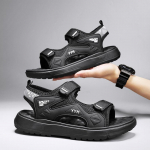 Suvised Meeste Nahast sandaalid Vaba aeg Suvejalatsid Meeste Rannajalatsid Mugavad Meeste Kingad V&auml;listingimustes Meeste Rooma sandaalid Flip Flops Sussid L&uuml;kandid 40 must