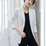 Naiste bleiser Korea vabaaja &otilde;hukesed bleiserid jakid t&ouml;&ouml;mantel &Uuml;ler&otilde;ivad mood s&uuml;giskarj&auml;&auml;r Naiste jope kontoridaam XXXL valge