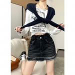 Raw Edge k&otilde;rge v&ouml;&ouml;kohaga teksaseelik L&uuml;hike naiste seelik Suvine Plus Size Package Hip A-line seelik pool keha S must