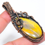 Natural Bumblebee Jasper Gemstone Copper Wire Wrap Gift Pendant 2.84 p0a75