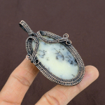 Natural Dendrite Opal Gemstone Handmade Copper Wire Wrap Pendant 3.54 i9i60