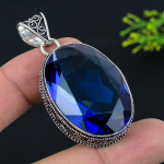 Looduslik Londoni sinine topaas v&auml;&auml;riskivi 925 sterlingh&otilde;be ripats 2,25 Z2u35