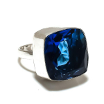 Naturaalne London Blue Topaas Kivist 925 Sterling H&otilde;bedast S&otilde;rmus Suurus 6.5 R3i70