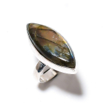 Natural Labradorite Gemstone Handmade 925 Sterling Silver Ring Size 10 d2v17
