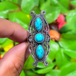 Natural Santa Rosa Turquoise Gemstone 925 Sterling Silver Ring Size 6 p1l93