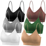 6 t&uuml;kki V-kaelusega rinnahoidja &otilde;mblusteta polsterdatud Camisole Bandeau spordirinnahoidja Sleep Bra L veini
