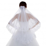 Youshengi naiste kahekihiline pitsiline pruudiloor libisemisvastase kammiga litritega &auml;&auml;rega t&uuml;llloori pruudijuuste aksessuaarid valge