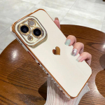Telefoni&uuml;mbris Samsung Galaxy A55 A35 A25 A15 5G kullatud raamiga kaetud Love Heart pehme TPU kate Samsung Galaxy S24 Ultra Plus glitter silikoon&uuml;mbriste jaoks For Samsung S24 Ultra valge