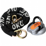 Security Ground Anchor - 9/16" (14mm) Thick Hardened Swing Lock Shackle Combo 5 ft x 1/2 in (12mm) Thick Maximum Heavy Duty Security Chain for