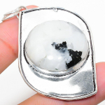 Natural Rainbow Moonstone Gemstone 925 Sterling Silver Pendant 2.44 y8h57