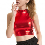 Naiste Crop Top &Uuml;mara kaelusega varrukateta l&auml;ikiv &uuml;hev&auml;rviline l&uuml;hike v&ouml;&ouml;koht, Slim Fit Pullover Club Party Performance Tank Top 2XL