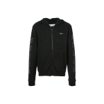 Off-White Prinditud Kapuutsiga Jakk Tavaline Sobivus Dressipluus Meeste &Uuml;ler&otilde;ivad Must OMBB033E181920021001 XS black