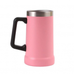 700 ml Beer Stein kahekordse seinaisolatsiooniga roostevabast terasest kohvikruusi termiline trummel kuumade k&uuml;lmade jookide jaoks Big Grip purunemiskindel seiklusjoogikass roosa