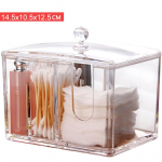 Vatipulgad Qtip Storage Box Akr&uuml;&uuml;list meigivahend Kosmeetilise meigi vatipadjakeste ehtekonteiner (T&uuml;hi kast)