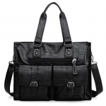 WTEMPO Pehmest kunstnahast suure mahutavusega k&auml;ekott Meeste vabaaja must Crossbody kott &Auml;rikott Retro reisi &uuml;hekordne &otilde;lakott 40*14*30cm must