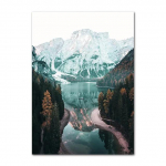 Skandinaavia maastik L&otilde;uenditr&uuml;kk Maalimine Seinakunst Metsa Taevas J&auml;rv Paat Lumim&auml;gi P&otilde;hjamaade Modreni Plakat Dekoratsioon Pilt 21x30cm No Framed