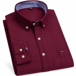 Sinwoyan Solid Pure Cotton Oxford meeste s&auml;rgid vabaaja pikkade varrukatega tavaliistuga rinnataskuga S