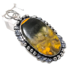 Bumblebee Jasper Gemstone Handmade 925 Sterling Silver Gift Pendant 2.56 o8u24