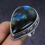 Labradorite Gemstone 925 Sterling Silver gift Jewelry Ring Size 7.5 o3Z08
