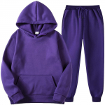 Meeste kapuutsiga spordidress, Unisex, kaheosalised jooksuriided, pikkade varrukatega pulloverid, pusad ja dressip&uuml;ksid S lilla