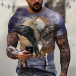 Uus meeste T-s&auml;rk Loomade tr&uuml;kiga 3D Eagle Printiga T-s&auml;rk Suvine vabaaja l&uuml;hikeste varrukatega Retro Harajuku &uuml;lisuurte r&otilde;ivaste topid XL
