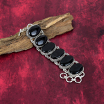 Musta turmaliini k&auml;ev&otilde;ru v&auml;&auml;riskividega ehe, 925 h&otilde;bedast k&auml;ev&otilde;ru, k&auml;sitsi valmistatud h&auml;mmastav k&auml;ev&otilde;ru ehe Adjustable with 8 inches must