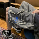 T&auml;navar&otilde;ivad Denim l&uuml;hikesed p&uuml;ksid Meeste Y2K Suured Pentagram Tikand l&uuml;hikesed Teksad Harajuku Baggy Laia s&auml;&auml;rega l&uuml;hikesed p&uuml;ksid XXXL