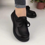 Kevadised ja s&uuml;gisesed muffinitallad PU s&uuml;gava suuga keskmise kontsaga madala otsaga jalatsid, ristsidemega &uuml;mmargused kummist paksud tallad naiste suures suuruses 40 must