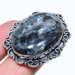 Natural Larvikite Stone Gemstone 925 Sterling Silver Gift Ring Size 7 q8b47