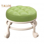 Madala k&otilde;rgusega rullitav taburet 360-kraadiste ratastega Kunstnahast k&auml;snat&auml;idisega padi Moodne kodukontori pood &Uuml;mmargune rulltabur istmetool tumeoranži v&auml;rvi