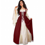 Cosplay naiste keskaegne renessansi kost&uuml;&uuml;m Cosplay &uuml;likonnaga kleidi vest Victoria Princess Steam Punk rihm, suur suurus XS punane