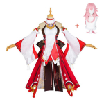 Yae Miko Cosplay kost&uuml;&uuml;m Guuji Yae uhked r&otilde;ivad Guuji t&auml;iskomplekt Guuji Yae kleit peakatete m&auml;ngu&uuml;likond L-(Costume+Wig)