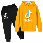 Tiktok poiste ja t&uuml;drukute hoodie+retuusid kampsun &uuml;likond 120CM kollane