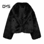 Auutmn Winter Lady kardigan mantel Kunstkarusnahast paksendatud pl&uuml;&uuml;sist lahtik&auml;iv krae puhast v&auml;rvi pikkade varrukatega &uuml;hev&auml;rviline kardigan jope S elevandiluuvalge