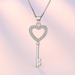 925 Sterling Silver Fashion Love Heart Key Ripats Kaelakee Naistele Kuubiktsirkoonist ehted Kingitused S -N74